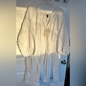 100% Cotton White Eyelet Summer Dress